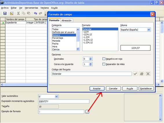 Botón de acceso y cuadro de diálogo Formato
