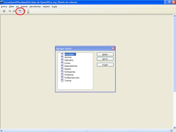 Cuadro de diálogo Agregar tablas