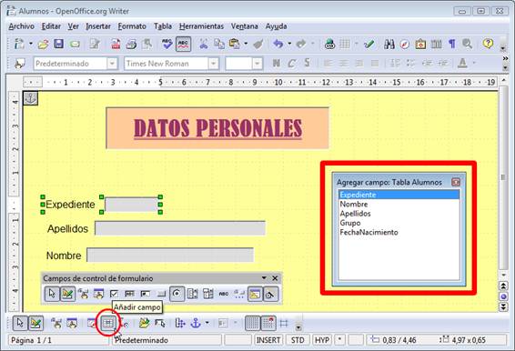 Agregar nuevos campos