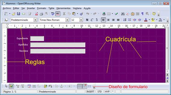 Ventana de diseño del formulario