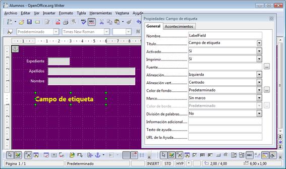 Nuevo campo de etiqueta