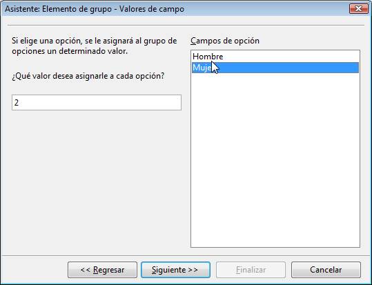 Seleccionar un valor para el campo