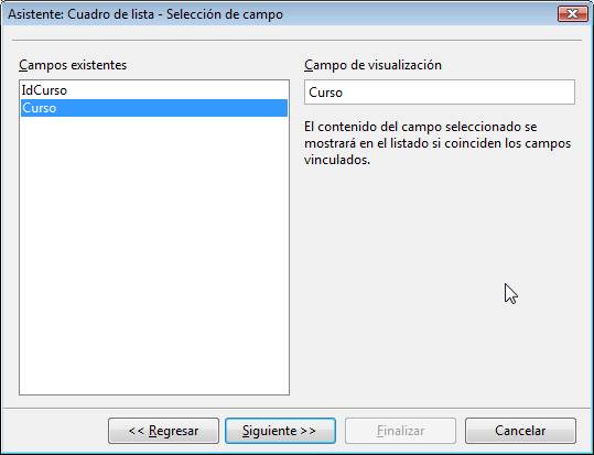 Seleccionar el campo asociado