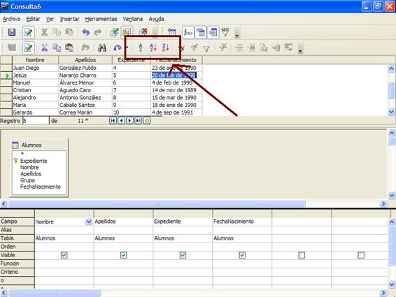 Iconos de ordenación