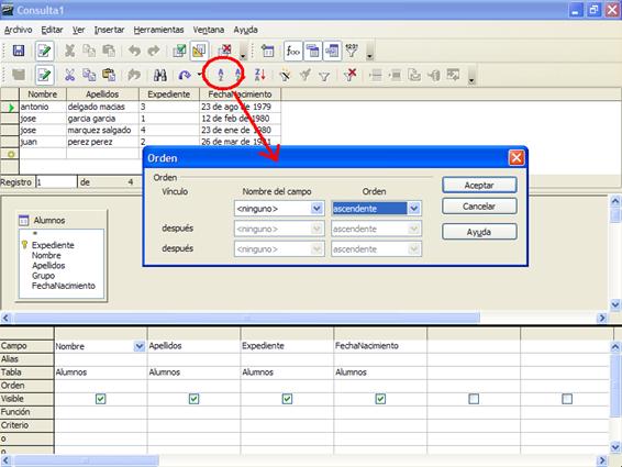 Botón que muestra el cuadro de diálogo Orden