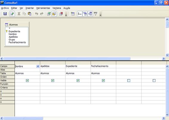 Nueva consulta donde incluimos la fecha de nacimiento del alumno