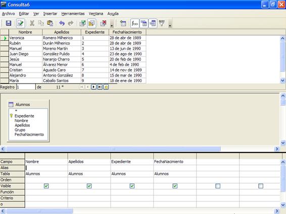 Resultado de la consulta anterior