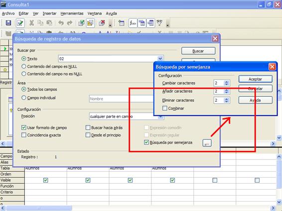 Cuadro de diálogo asociado a la opción Búsqueda por semejanza del cuadro de diálogo de búsqueda