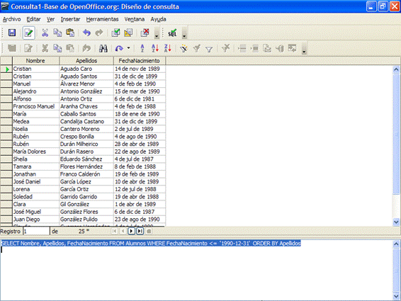 Consulta de comprobación antes de eliminar los registros definitivamente
