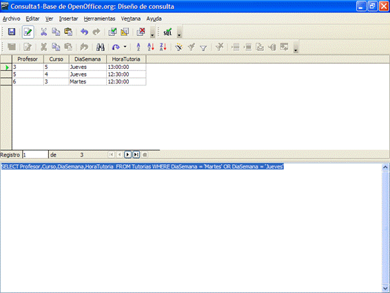 Resultado de utilizar la cláusula Where