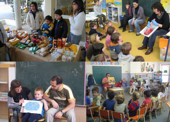 La cooperación familia - escuela es el elemento central de la red de apoyos imprescindible para avanzar hacia la construcción de centros escolares cada vez más inclusivos. En las imágenes, familias de la Escuela 2 (Valencia) colaboran en diversas actividades.