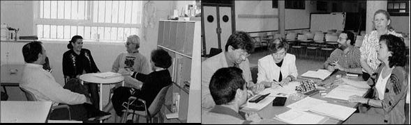 Desde inicio de los 90 los GAEP trabajan para dar respuesta a las necesidades del alumnado y los docentes. En la imagen, equipo de apoyo de los colegios Blas Infante y Europa (Sevilla). Fuente: Cuadernos de pedagogía. Nº 270. Carmen Gallego.