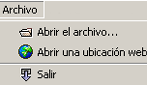 Opciones del menú Archivo