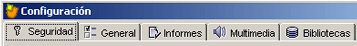 Pestañas del submenú Configuración