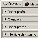 Apartados de la pestaña Proyecto