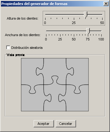 Cuadro de propiedades del generador de formas