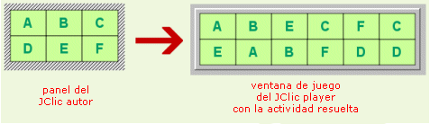 Disposición de las ventanas en JClic autor y en JClic player