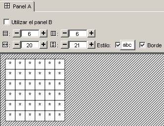 Panel principal para construir la sopa de letras