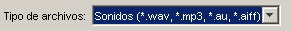 Pestaña de selección de tipos de archivo. Sonidos