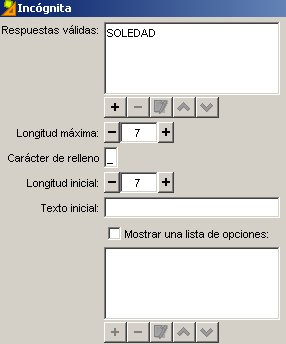Cuadro de configuración de incógnita