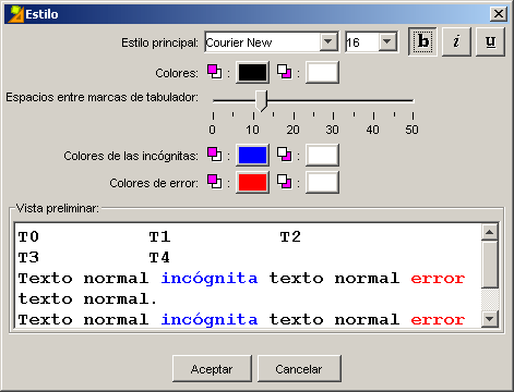 Cuadro de estilos del documento