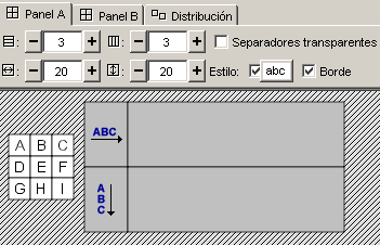Panel para crear crucigramas