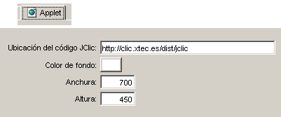 Configuración del applet