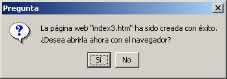 Cuadro que pregunta si queremos abrir la página ahora