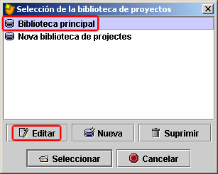 Selección de la biblioteca de proyectos
