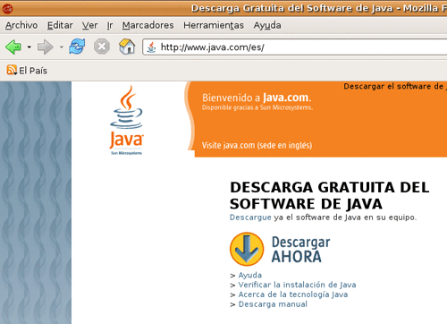 Pantalla de entrada de Java