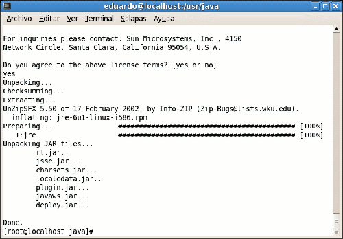 Instalación del paquete rpm
