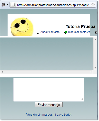 Mensajería. Ventana emergente prinicipal