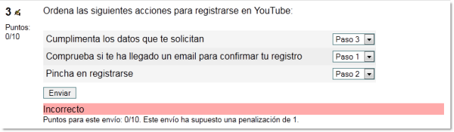 Emparejamiento. feedback incorrecto
