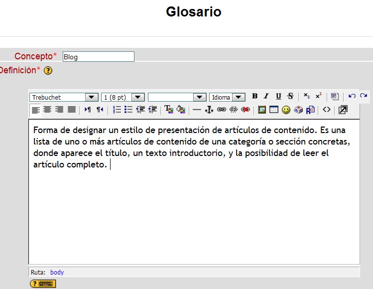 Glosario. Concepto y definición de una nueva entrada.