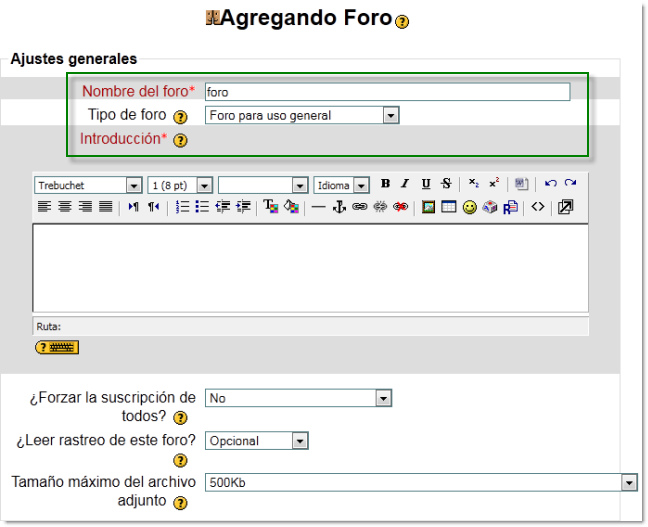 Ajustes generales foro