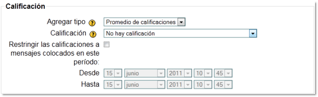 Configuración calificaciones foro