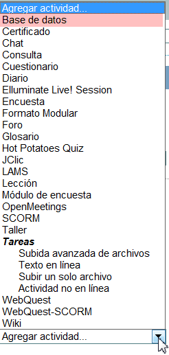 Agregar actividad: basededatos