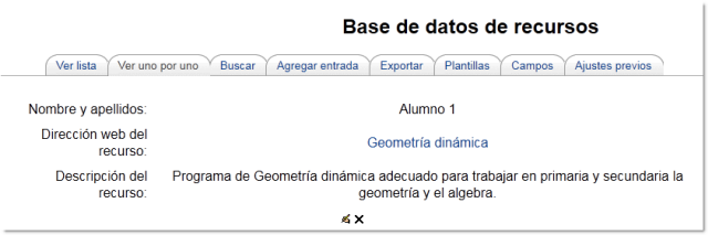 Vista de una entrada de uno en uno