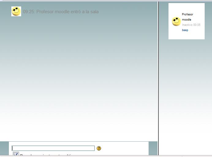 Formato del Chat, dividido en dos y con una caja de texto