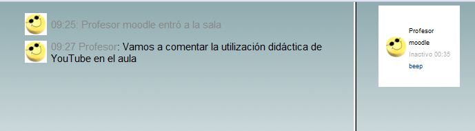 Chat. El docente inserta un mensaje