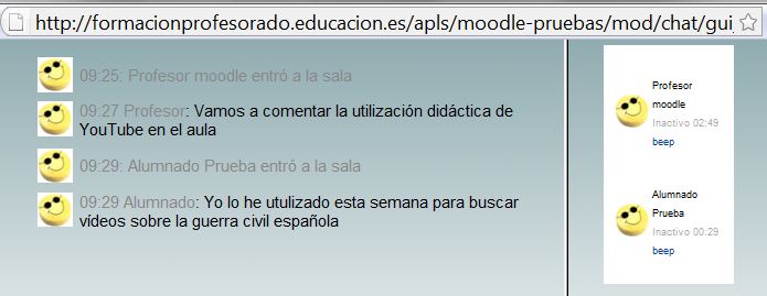 Chat. El estudiante responde al docente