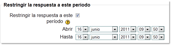 Configuración encuesta: tiempo activa