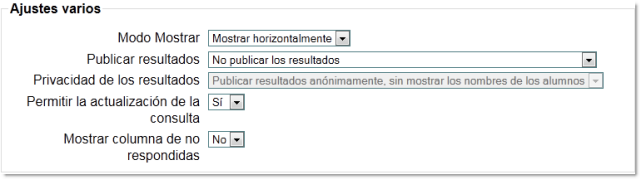 Configuración encuesta: ajustes varios