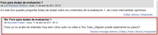 Pregunta estudiante en foro