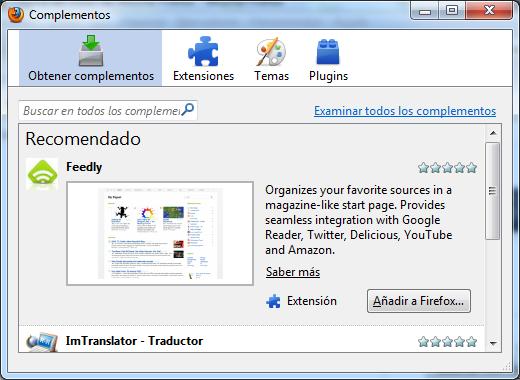 Complementos Mozilla Firefox