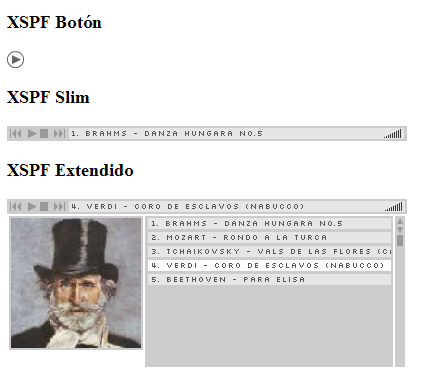 Modelos de reproductor XSPF