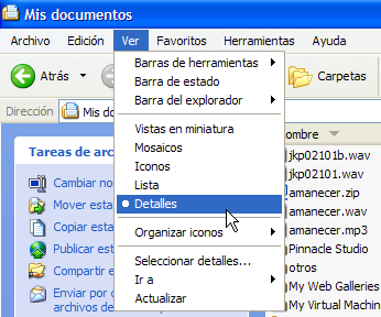 Ver > Detalles en Windows
