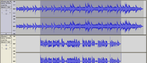 Selección de fragmento de onda