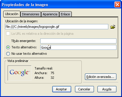 Propiedades de imagen