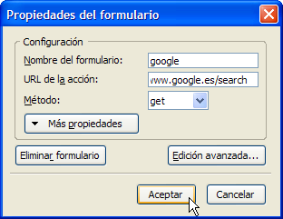 Propiedades del formulario